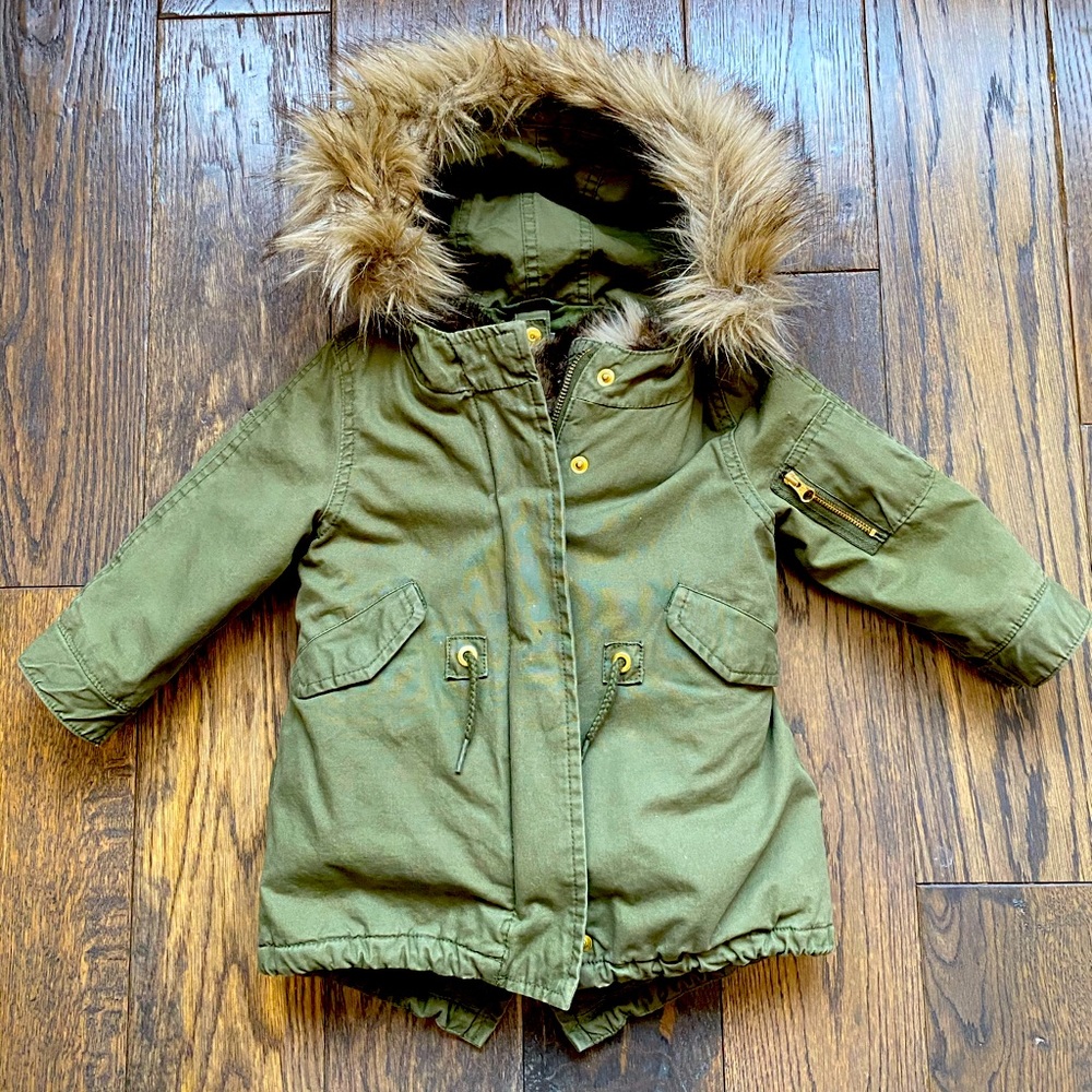 Baby Gap 3-in-one Parka- Olive Green/Fur